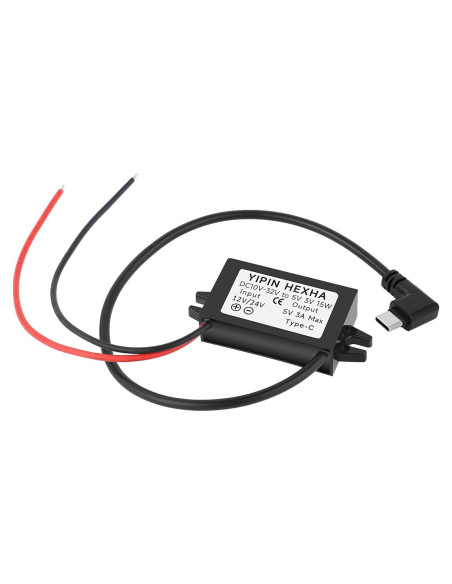 Convertidor DC 24V/12V a 5V USB Tipo-C YIPIN HEXHA 3A 15W