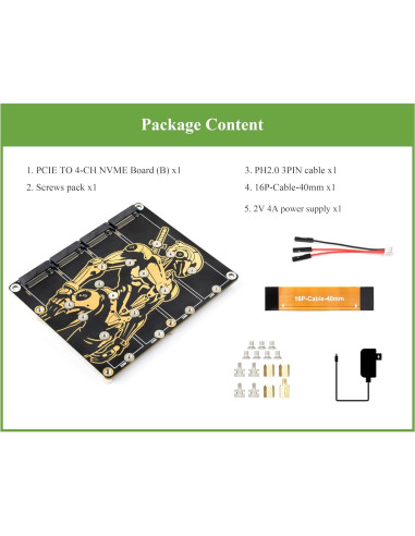 Adaptador M.2 a 4 Canales PCIe Wonrabai para Raspberry Pi 5