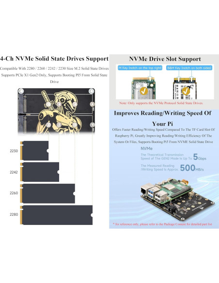 Adaptador M.2 a 4 Canales PCIe Wonrabai para Raspberry Pi 5