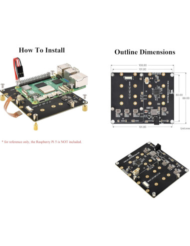 Adaptador M.2 a 4 Canales PCIe Wonrabai para Raspberry Pi 5