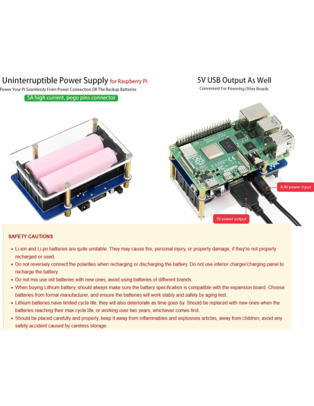 Fuente de Alimentación Ininterrumpida UPS HAT UeeKKoo para Raspberry Pi 4B/3B+