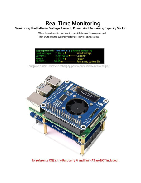 Fuente de Alimentación Ininterrumpida UPS HAT UeeKKoo para Raspberry Pi 4B/3B+