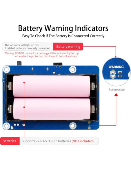 Fuente de Alimentación Ininterrumpida UPS HAT UeeKKoo para Raspberry Pi 4B/3B+