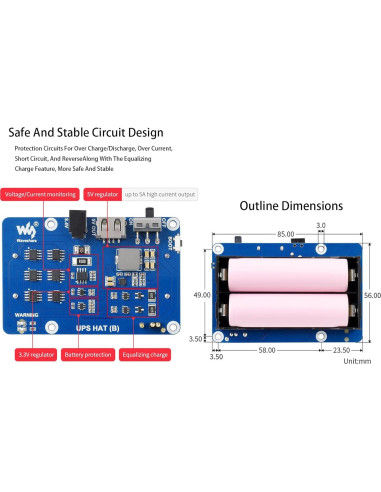 Fuente de Alimentación Ininterrumpida UPS HAT UeeKKoo para Raspberry Pi 4B/3B+