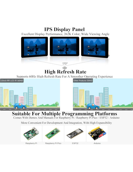 Pantalla Táctil Capacitiva 3.5" IPS Wonrabai 320x480 para Raspberry Pi