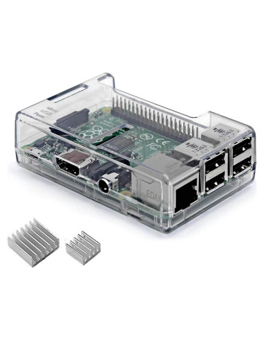 Caja Protectora Transparente ABS para Raspberry Pi 3B+ con Disipador