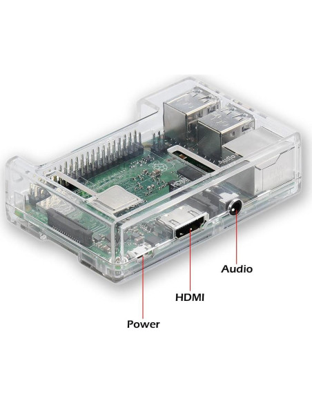 Caja Protectora Transparente ABS para Raspberry Pi 3B+ con Disipador