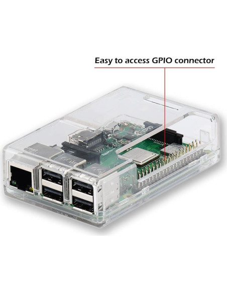Caja Protectora Transparente ABS para Raspberry Pi 3B+ con Disipador