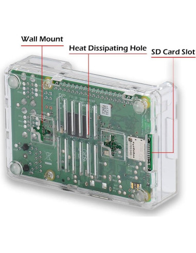 Caja Protectora Transparente ABS para Raspberry Pi 3B+ con Disipador