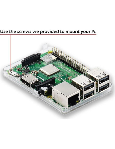 Caja Protectora Transparente ABS para Raspberry Pi 3B+ con Disipador