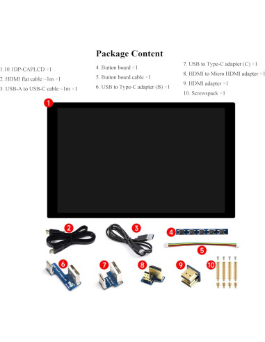 Pantalla Táctil Capacitiva 10.1" UeeKKoo 1280x800 HDMI