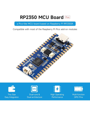 Placa de Desarrollo Waveshare RP2350-Plus 16MB Doble Núcleo
