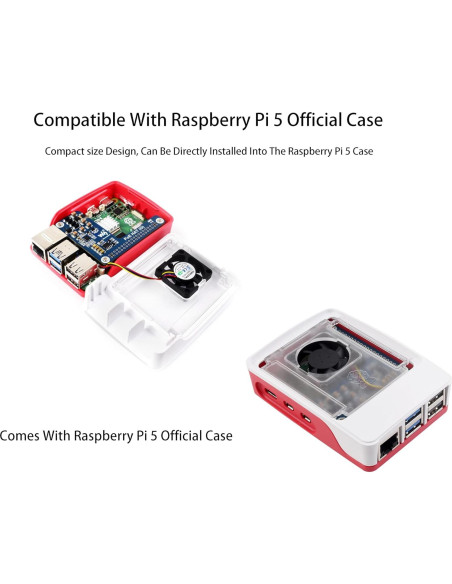 PoE HAT UeeKKoo para Raspberry Pi 5 - 5V 5A 25W