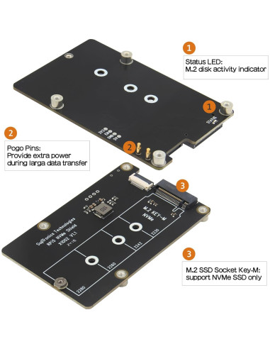 Geekworm X1002 PCIe a M.2 HAT para Raspberry Pi 5 - Soporta SSD NVMe