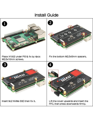 Geekworm X1002 PCIe a M.2 HAT para Raspberry Pi 5 - Soporta SSD NVMe