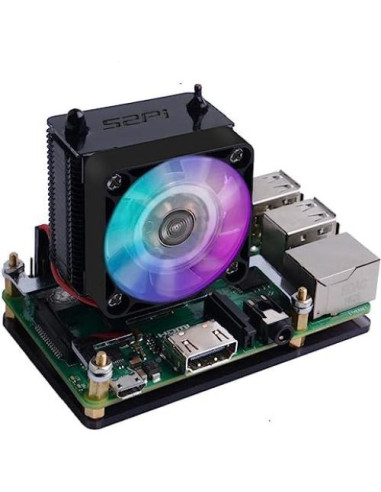 Cooler Torre de Hielo GeeekPi para Raspberry Pi 4B/3B+ - Ventilador RGB