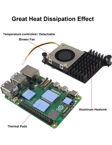 Enfriador Activo ZDE ZP536 para Raspberry Pi 5 con PWM