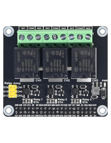 HAT de Relé 3 Canales Xicoolee para Raspberry Pi - 5A 250V AC