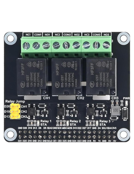 HAT de Relé 3 Canales Xicoolee para Raspberry Pi - 5A 250V AC