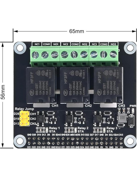 HAT de Relé 3 Canales Xicoolee para Raspberry Pi - 5A 250V AC