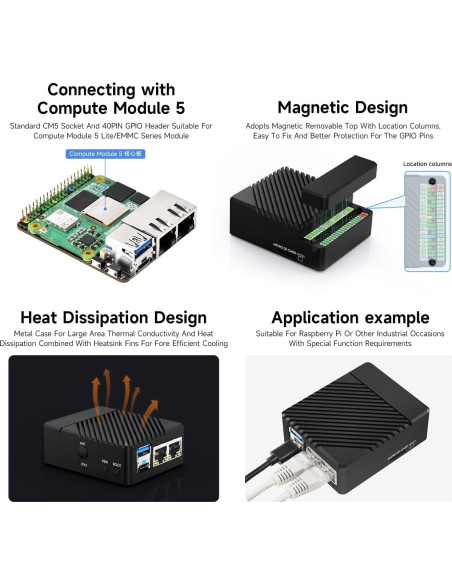 Placa Base Ethernet Doble Gigabit Waveshare CM5-DUAL-ETH-MINI