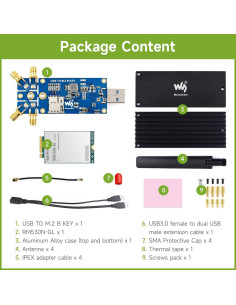 DONGLE 5G Waveshare RM530N-GL con 4 Antenas y USB 3.1 2