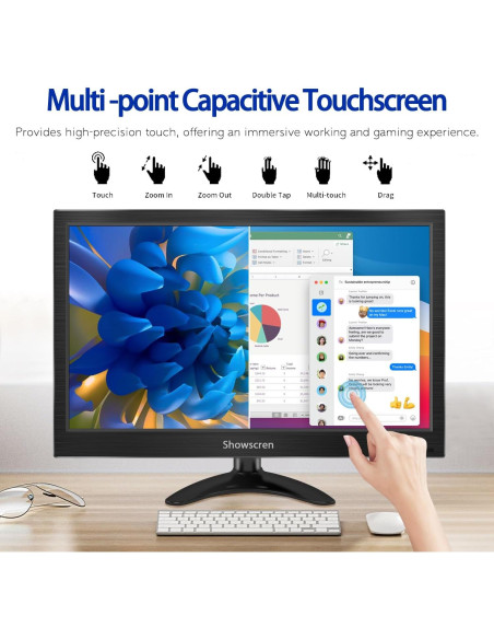 Monitor Portátil 14" FHD Táctil 1080P Kenowa con HDMI/USB-C