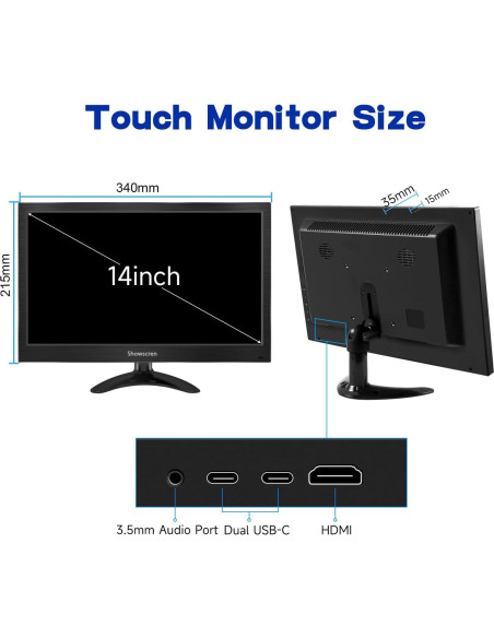 Monitor Portátil 14" FHD Táctil 1080P Kenowa con HDMI/USB-C