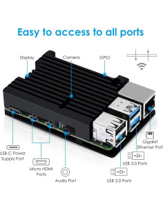 Caja de Aluminio GeeekPi para Raspberry Pi 4B/3B+/3B con Enfriamiento Pasivo 2