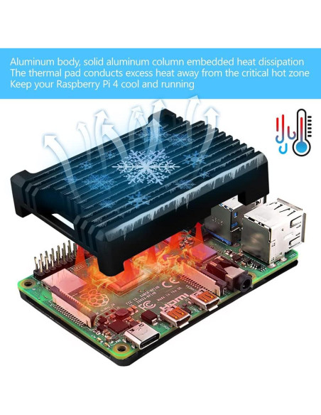 Caja de Aluminio GeeekPi para Raspberry Pi 4B/3B+/3B con Enfriamiento Pasivo