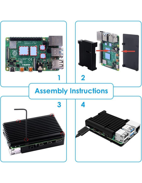Caja de Aluminio GeeekPi para Raspberry Pi 4B/3B+/3B con Enfriamiento Pasivo