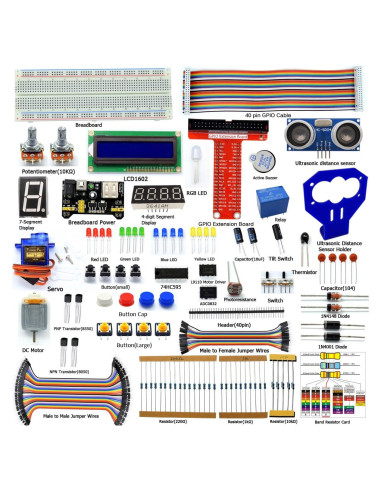 Kit de inicio Adeept para Raspberry Pi 4 y 3 con 160 piezas