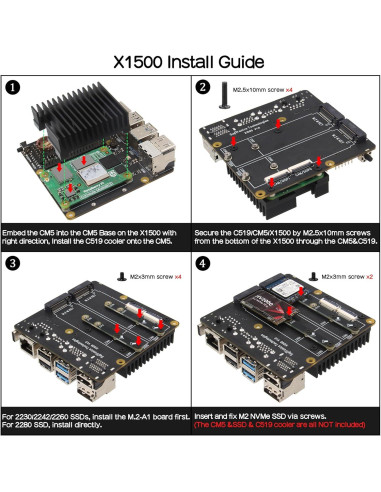 Placa de Expansión Geekworm X1500 CM5 + Caja Metal + Fuente 27W