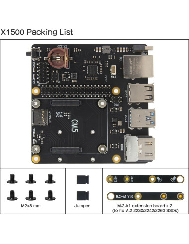 Placa de Expansión Geekworm X1500 CM5 + Caja Metal + Fuente 27W