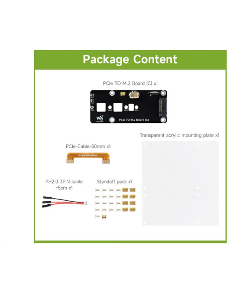 Adaptador PCIe a M.2 (C) Waveshare para Raspberry Pi 5