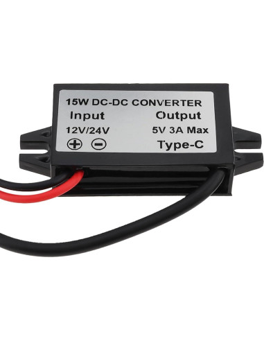 Convertidor Buck 12V/24V a 5V USB-C 3A 15W DiGiYes