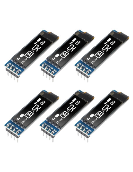 6 Módulos Pantalla OLED I2C 0.91" JUZITAO Azul/Blanco