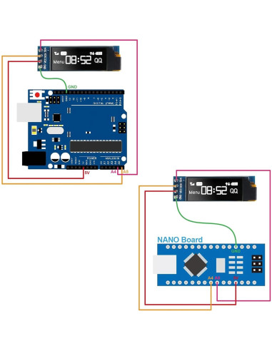 6 Módulos Pantalla OLED I2C 0.91" JUZITAO Azul/Blanco