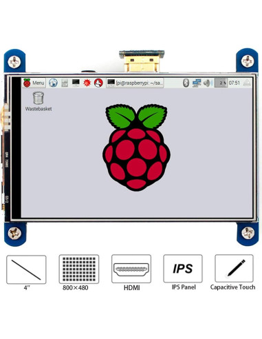 Pantalla LCD HDMI 4" Waveshare IPS Táctil 480x800 Raspberry Pi