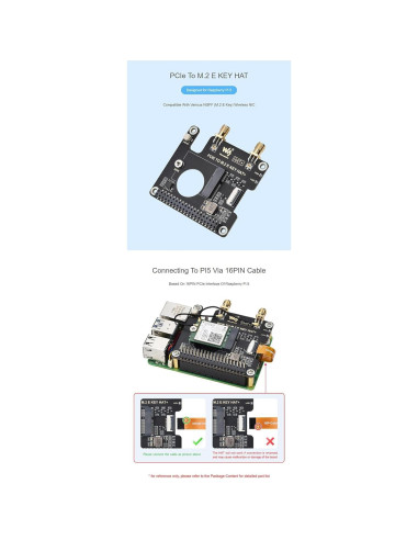 Adaptador HAT+ PCIe a M.2 E Key iiunius para Raspberry Pi 5