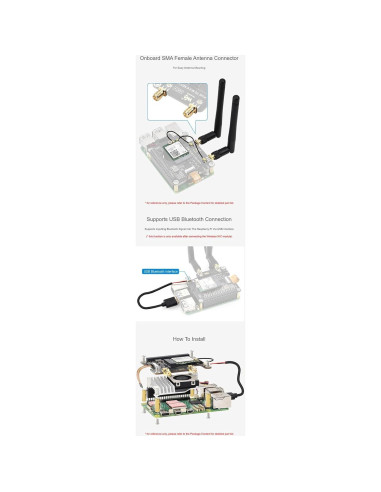 Adaptador HAT+ PCIe a M.2 E Key iiunius para Raspberry Pi 5