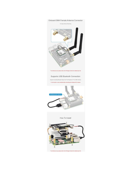 Adaptador HAT+ PCIe a M.2 E Key iiunius para Raspberry Pi 5