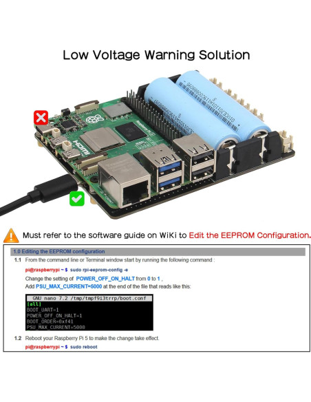Geekworm X1201 UPS Shield 5V para Raspberry Pi 5 - 5A