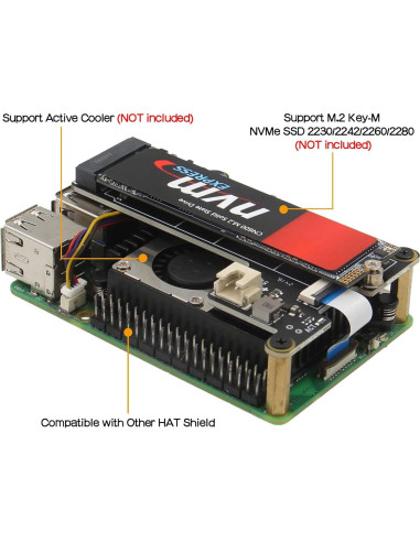 Geekworm X1201 UPS Shield 5V para Raspberry Pi 5 - 5A