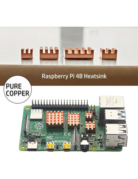 Disipador de Calor de Cobre para Raspberry Pi 4B - 4 Piezas