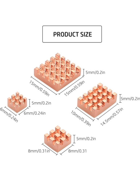 Disipador de Calor de Cobre para Raspberry Pi 4B - 4 Piezas