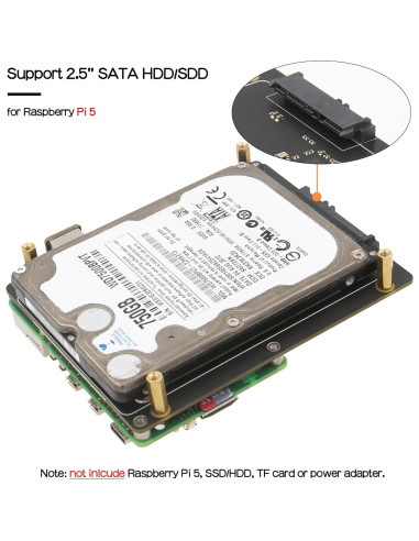 Geekworm X1100 Shield 2.5" SATA HDD/SSD para Raspberry Pi 5