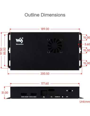 Caja Metálica Raspberry Pi 5 con Ventilador y Adaptador GPIO