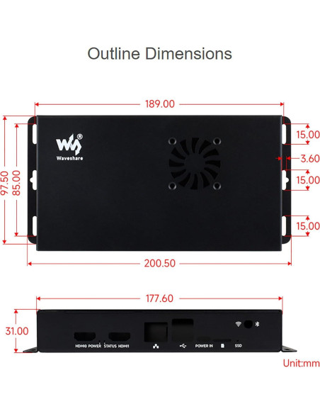 Caja Metálica Raspberry Pi 5 con Ventilador y Adaptador GPIO