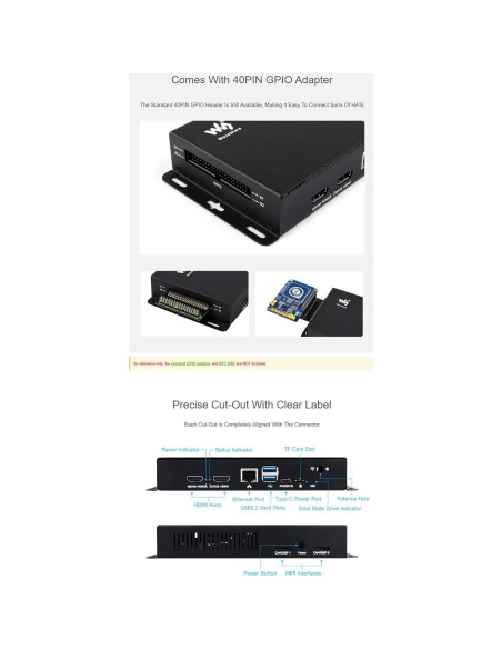 Caja Metálica Raspberry Pi 5 con Ventilador y Adaptador GPIO